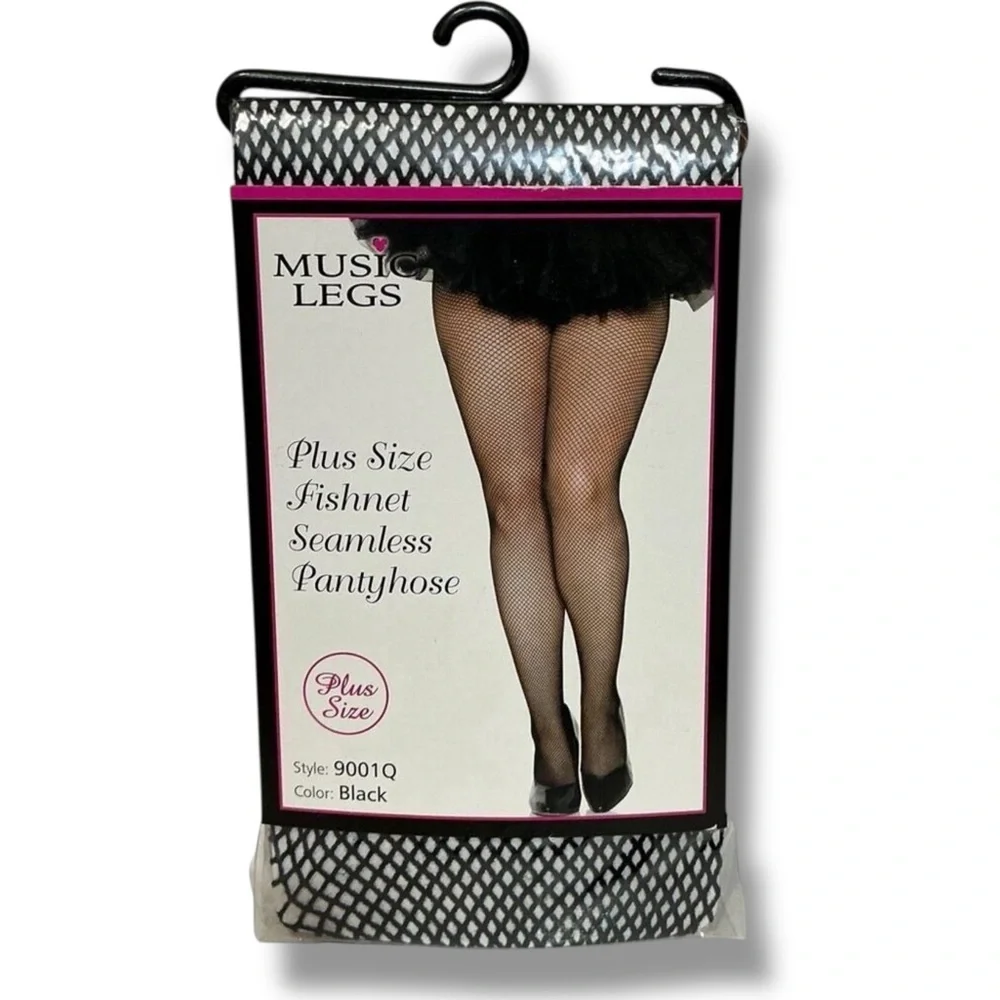 Music Legs Style Black Plus Size Fishnet Seamless Pantyhose Stockings Tights